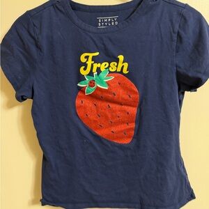 Simply Styled Kids Navy Blue Tee with Strawberry Design